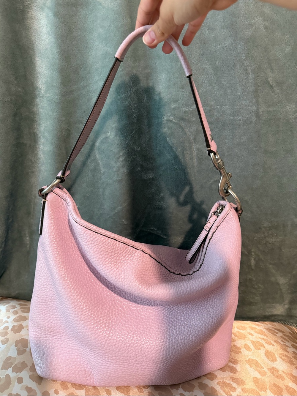 Coach Carly Pink pebbled Leather Hobo Shoulder bag